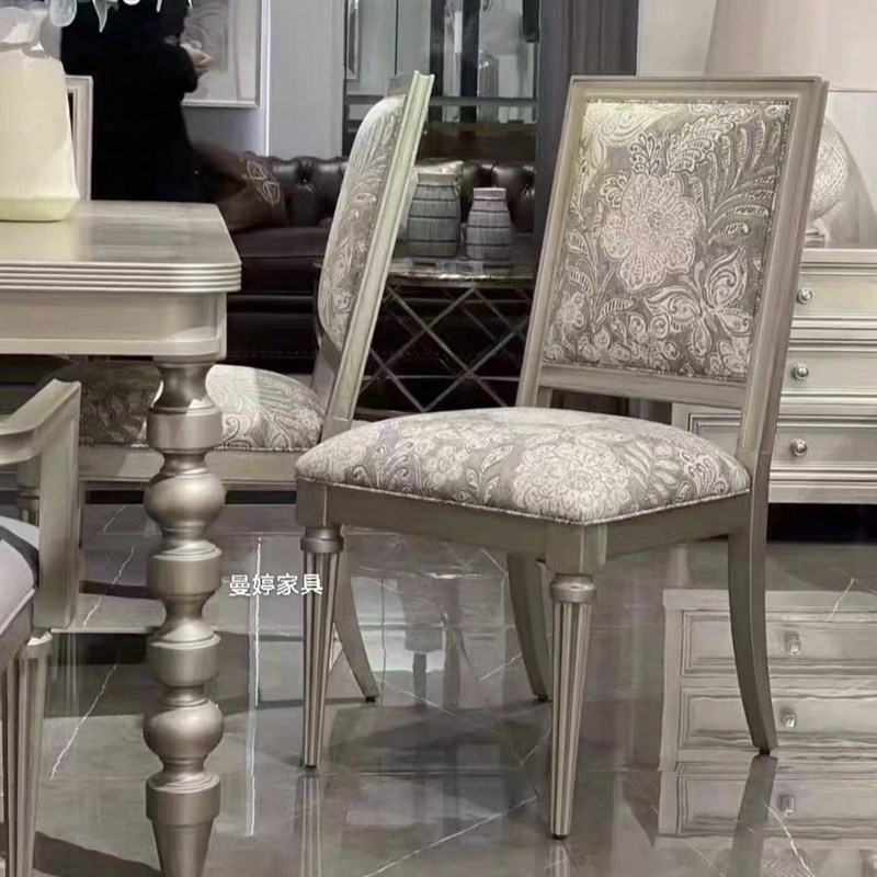 美式轻奢实木餐桌椅组合art系列香槟色餐桌餐椅大小户型通用