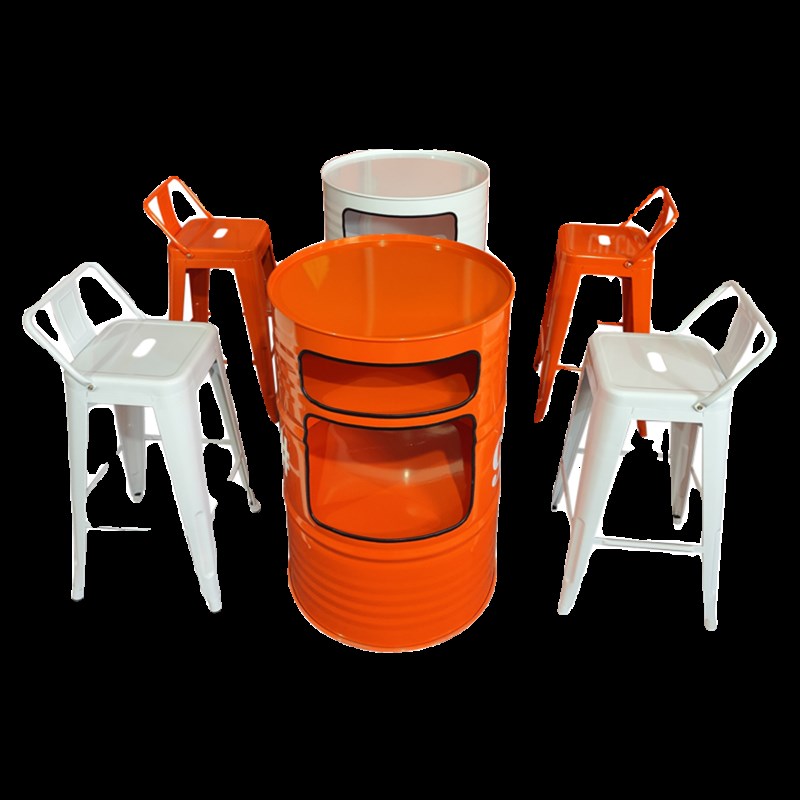 工业风油桶酒吧音乐清吧散台桌椅创意户外商用铁艺高脚吧桌椅组合