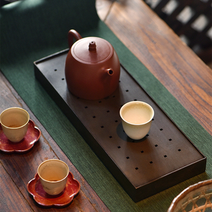 手工复古铜壶承长方形茶盘蓄水式 日式 干泡台茶台壶托壶垫功夫茶具