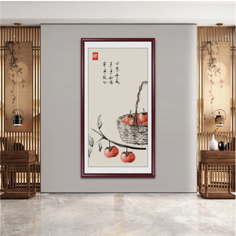 新玄关饰画入户事事如意竖走廊壁画过道尽客厅招财挂画