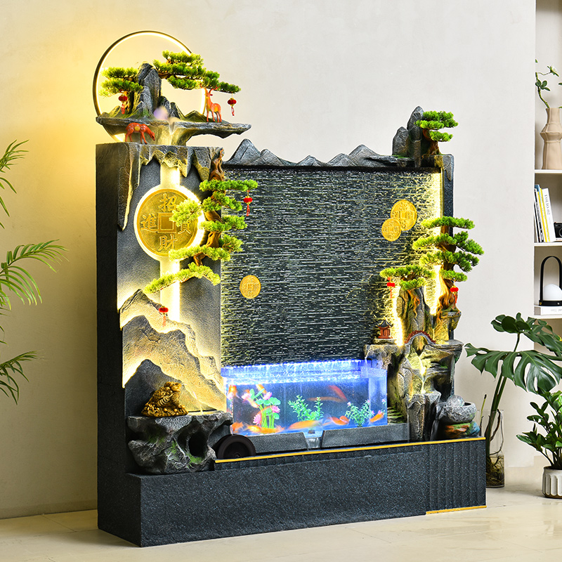 水幕墙鱼缸流水屏风隔断客厅假山循环水喷泉阳台庭院鱼池造景