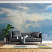 墙纸法式 艺术蓝天白云电视背景墙壁纸客厅壁布卧室墙布壁画