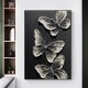 纯手绘抽象肌理蝴蝶大芬村油画玄关装 饰画立体客厅背景墙黑白挂画