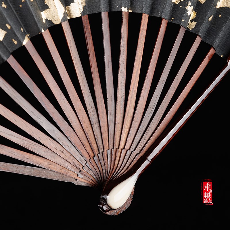 飞炽全红木瓶文玩扇子扇骨宣苏工扇面奢
