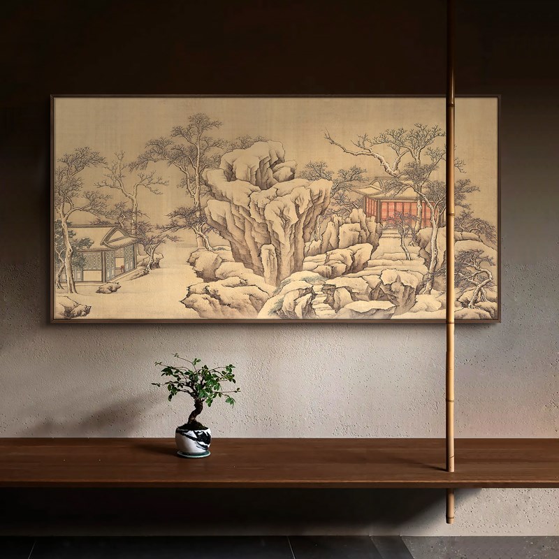 宋氏美学季山水图客厅背景墙挂画新饭店饭厅饰画软壁画