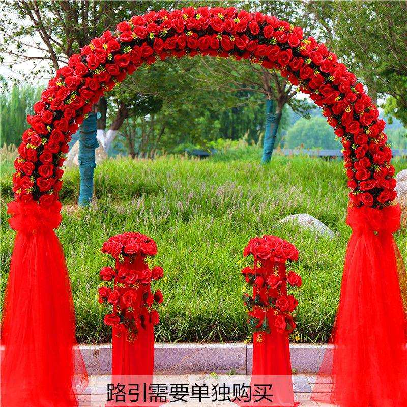 绢花拱门婚庆花门结婚庆典门新款绢花拱门铁艺幸福门