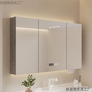 卫生间挂墙式置物架浴室储物柜智能单独镜柜实木化妆镜收纳置放架