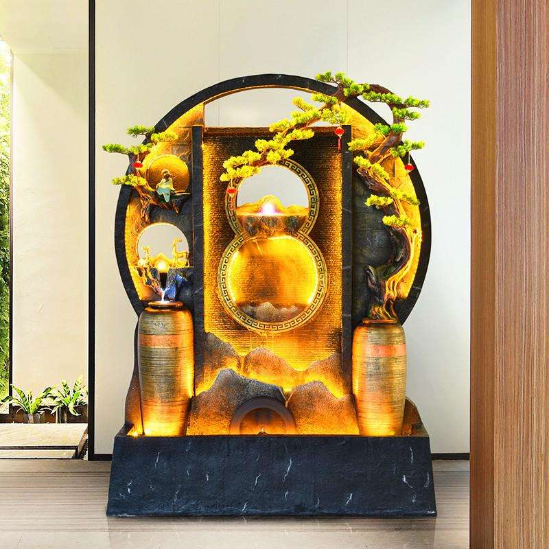 水幕墙假山喷泉摆件流水屏风花园客厅家居风水轮招财景观落地装饰