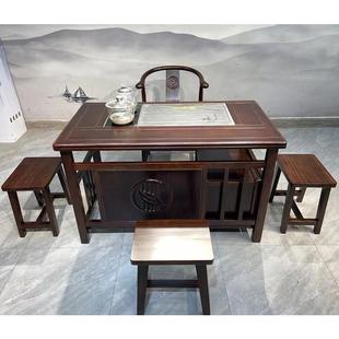 新中式实木茶桌椅组合家用小户型阳台小茶台乌金木茶桌全套泡茶桌