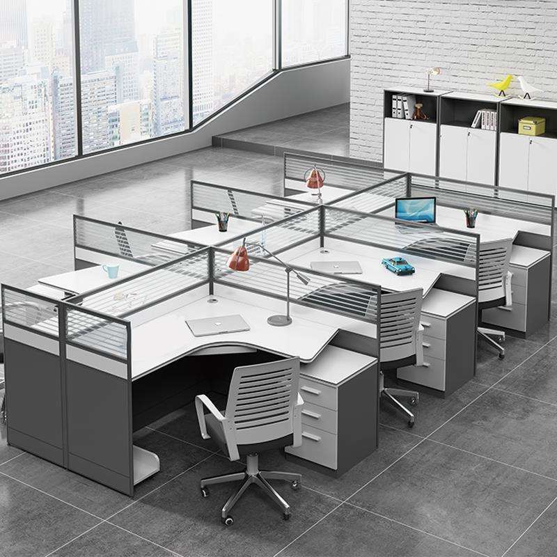 屏风办公桌4人位简约办公室电脑桌办公家具隔断职员办公桌椅组合