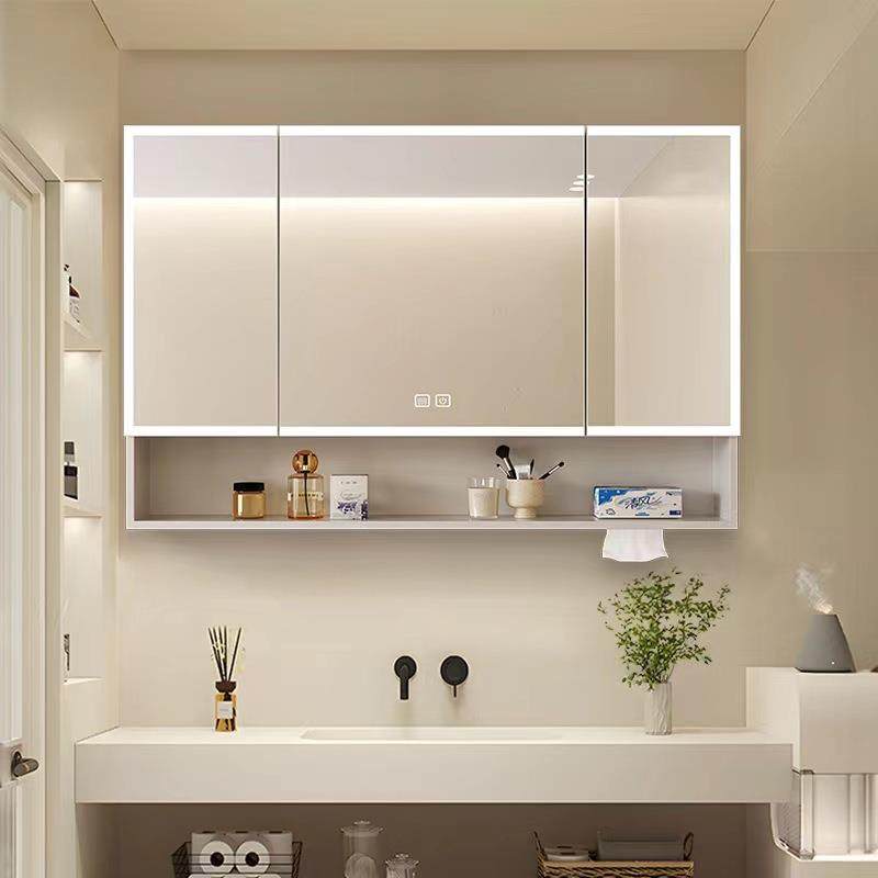 珍涵太空铝浴室智能镜柜卫生间单独镜子带LED灯收纳带置物架