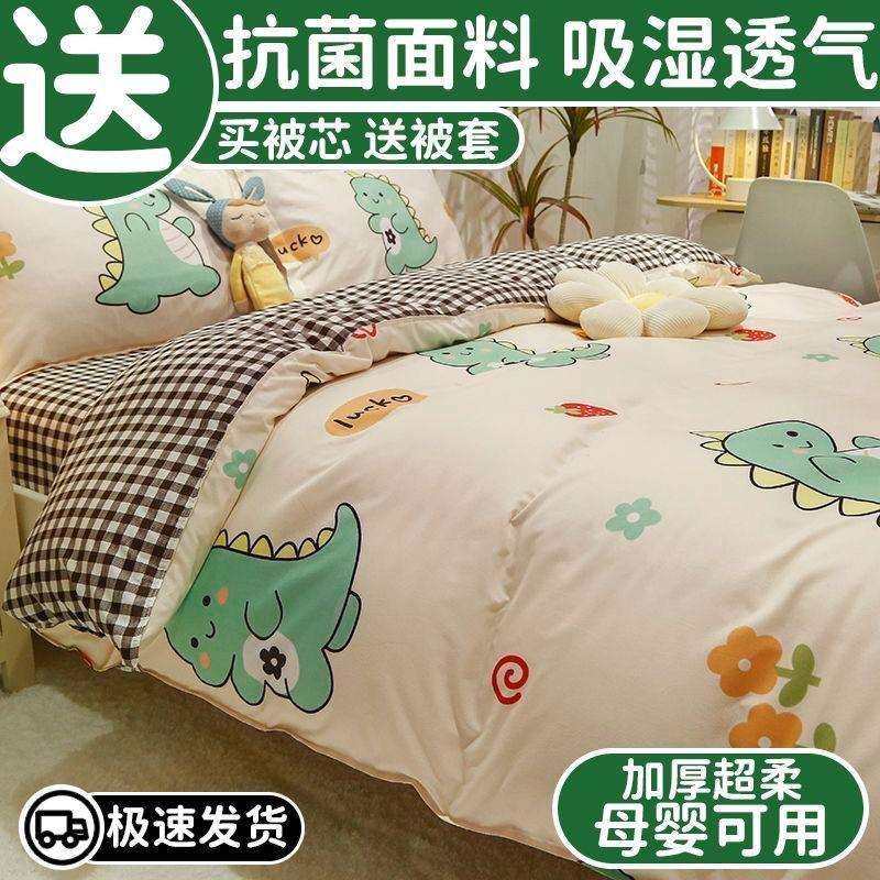 蚕丝被子送被套两件套学生宿舍单双人加厚春秋冬蚕丝被一体可拆洗