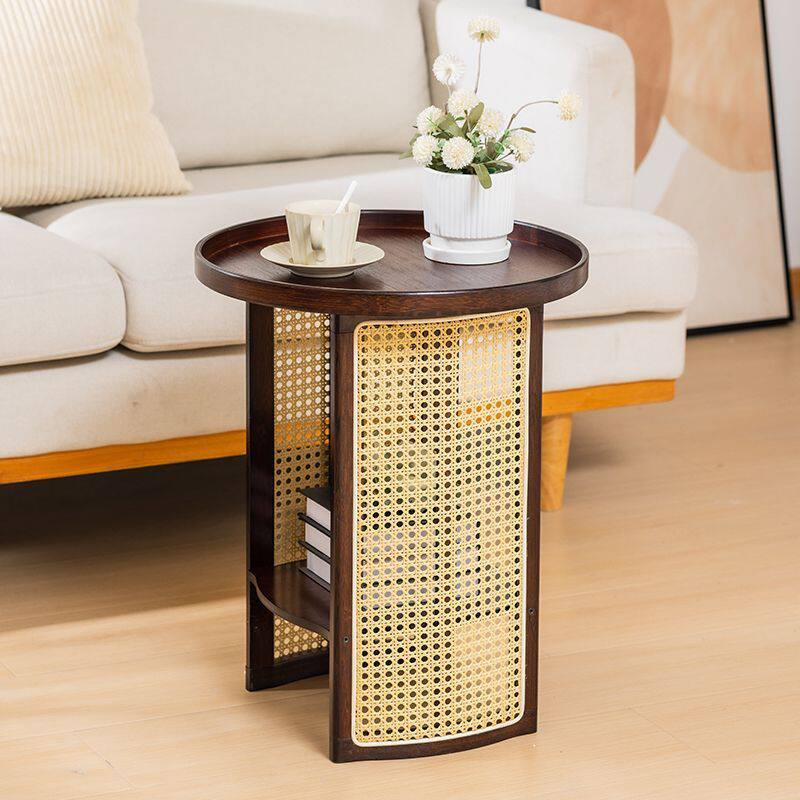藤编茶几客厅沙发边几角几床头边桌创意阳台小茶桌边柜日式小桌子