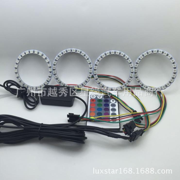 汽车led改装RGB5050七彩带遥控控制七彩大灯雾灯天使眼光圈