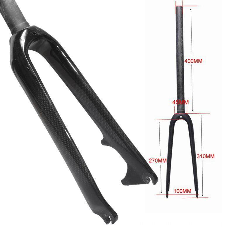 折叠车全碳纤维前叉自行车小轮车前叉451碟刹20寸碳叉亮光消光