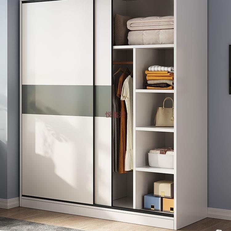衣柜家用卧室小户型民宿出租房用柜子经济型木质儿童推拉门挂衣橱