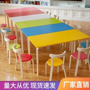 J^实木幼儿园儿童绘画美术桌子辅导培训班绘本馆托管班小学生课桌
