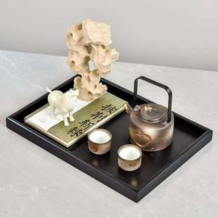 描金泡茶壶托盘假山组合茶室书房售样板房大平层别墅会客室软装
