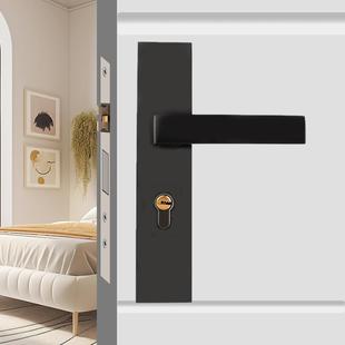 黑色静音门锁现代卧室简约实木门锌合金房间执手锁连体锁