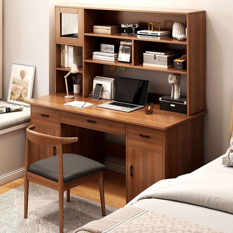 电脑桌台式书桌书架组合一体桌简约现代学生卧室写字桌家用办公桌
