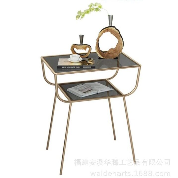 北欧简易现代桌几创意玻璃铁艺边几茶几