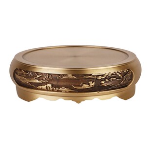 黄铜铜缸底座桌面两用烟灰缸大号聚宝盆山水底座金属座架复古做旧