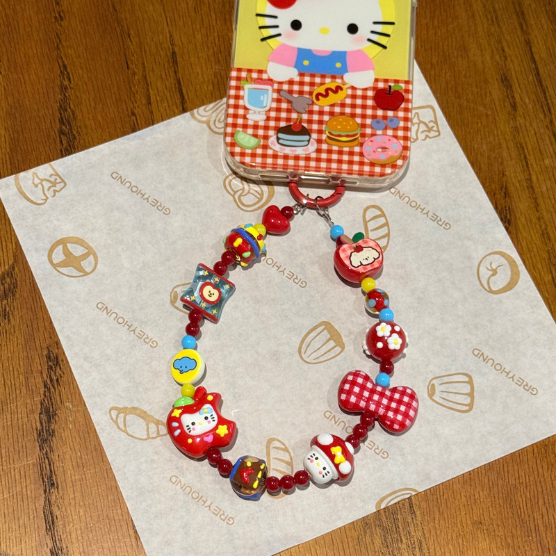 胖胖公主原创红色蝴蝶结kt手机链秋冬手机挂绳包包挂件新年圣诞礼物