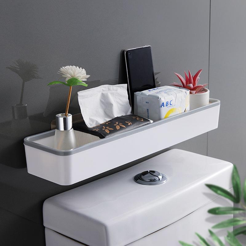 跨境浴室马桶置物架上方壁挂免打孔储物收纳卫生间塑料洗手间架子