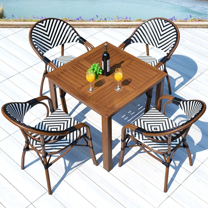 户外桌椅室外咖啡厅休闲桌椅阳台庭院露天椅花园藤编仿藤桌椅组合