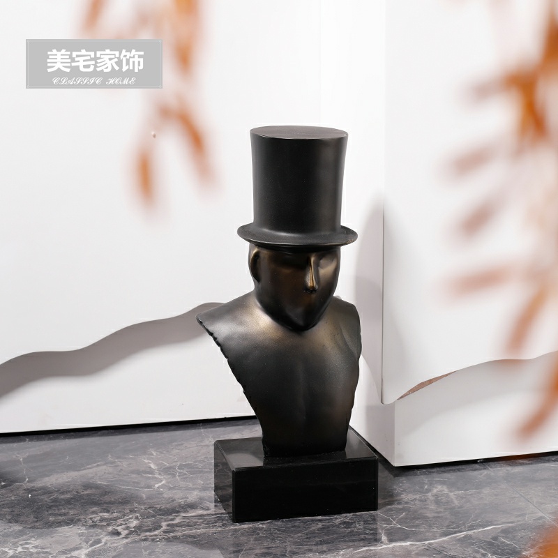 个性创意陶瓷花盆金属人物雕塑艺术品摆件组合客厅样板房软装配饰