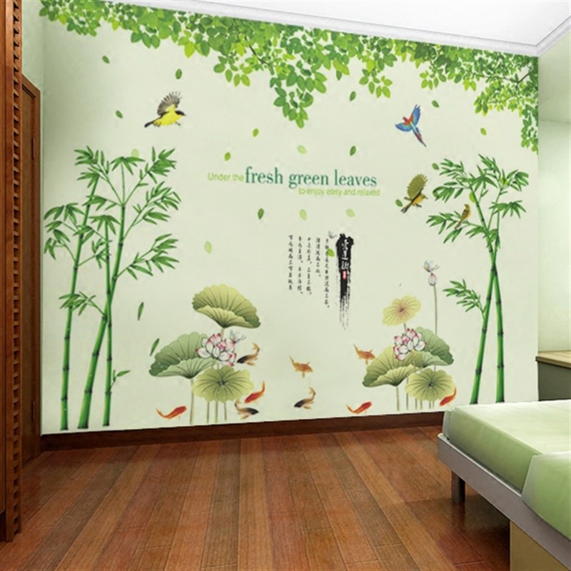 清新绿树植绿叶贴纸温馨客厅卧室沙发电视背景装饰墙纸自粘墙贴画