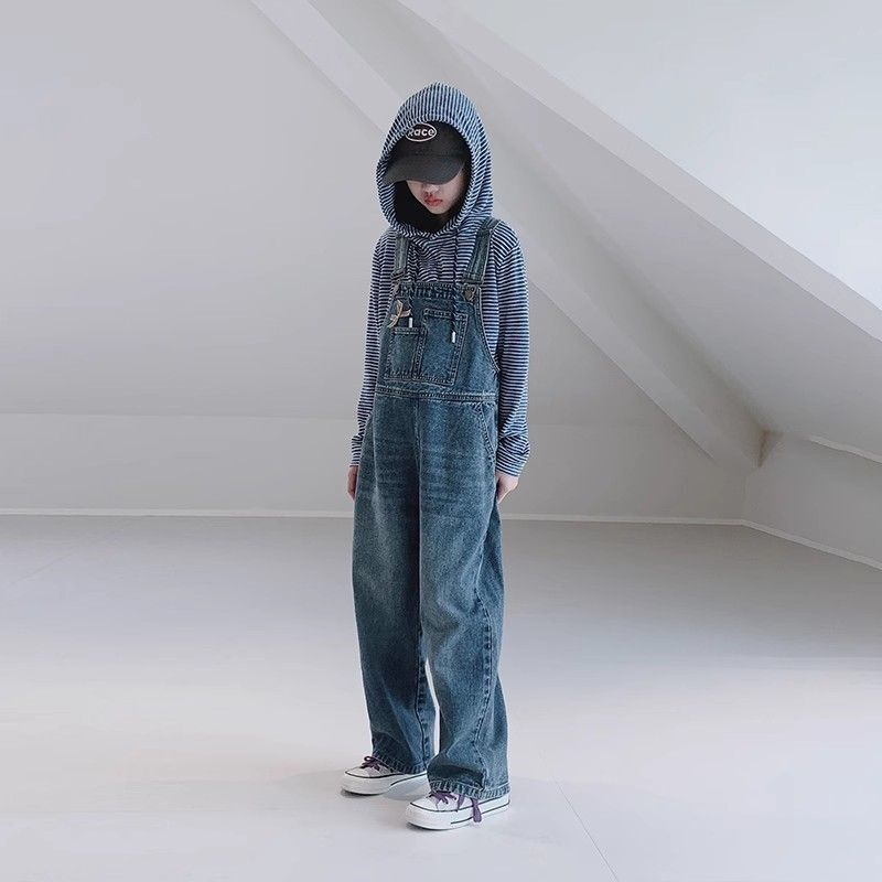 复古牛仔裤中大童春秋季新款时髦百搭裤子女童宽松质感休闲背带裤,童装/婴儿装/亲子装,儿童牛仔裤,淘宝优惠券,粉丝福利购,淘宝优惠卷