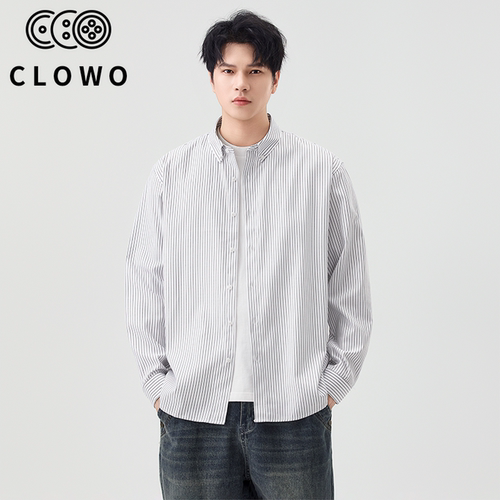 CLOWO日系条纹透气衬衫