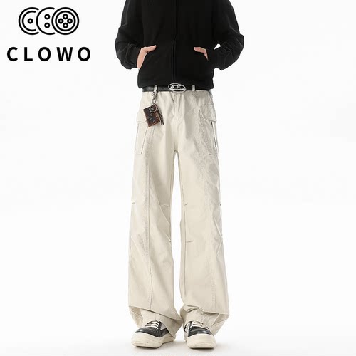CLOWO复古伞兵裤宽松多袋直筒