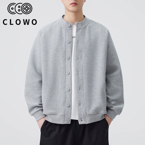 CLOWO重磅宽松男士开衫卫衣
