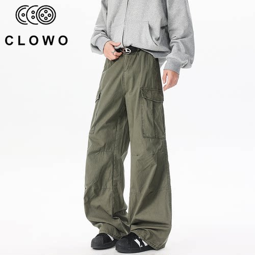 CLOWO高街复古宽松阔腿工装裤男