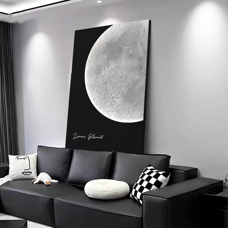 奶油风月球客厅沙发背景q墙装饰画玄关过道挂画氛围感灯画2025新,家居饰品,氛围画/灯画,淘宝优惠券,粉丝福利购,淘宝优惠卷