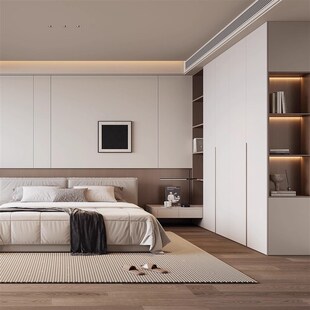 杭州工厂全屋定制现代奶油风一门到顶卧室衣橱柜整体衣柜家具订做