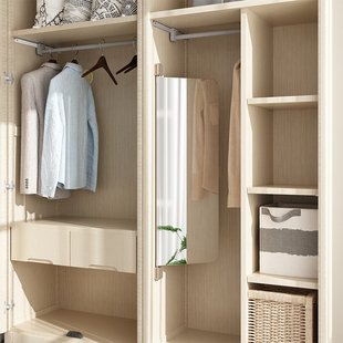 衣柜镜子内装隐形旋转全身镜全身摺D叠平开门全身镜内置对开门推