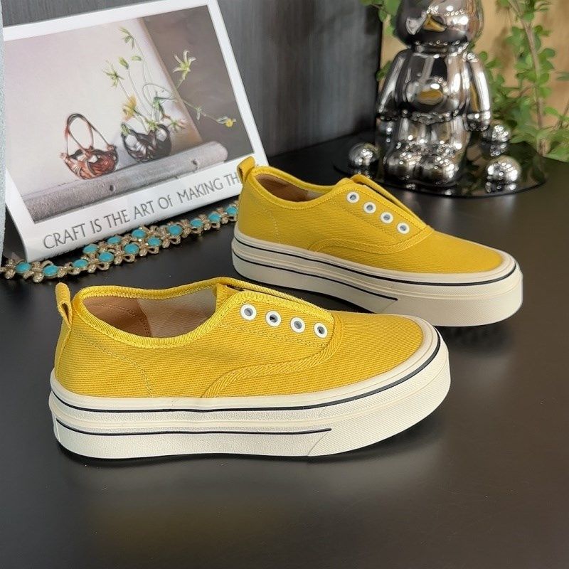 薄款帆布鞋女红色2025s夏季一脚蹬圆头套脚厚底防滑休闲帆布板鞋,女鞋,帆布鞋,淘宝优惠券,粉丝福利购,淘宝优惠卷