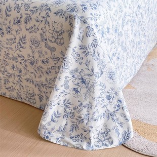 夏季小碎花全棉床单单件1001.8m床上圆角花Q边被单枕套三件套2