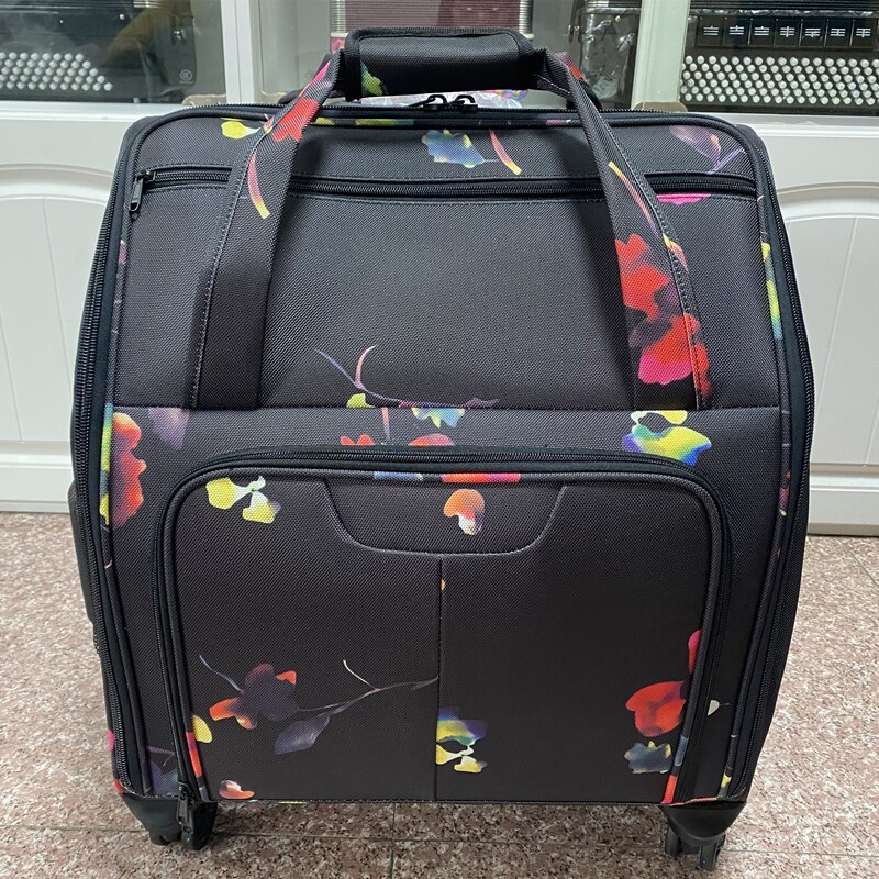 新式手风琴包拉杆箱包手提印x花半硬包 防水耐磨外出静音万向轮