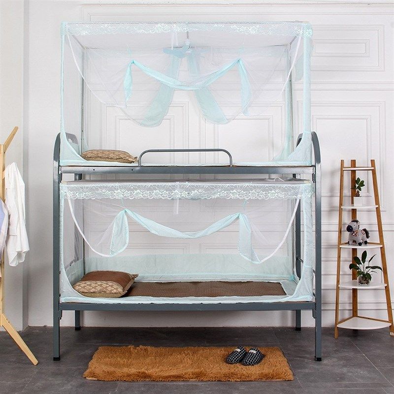 学生铁架床上下铺专用蚊帐90x190cm单人0.9m高低床不锈钢纹帐1.4m