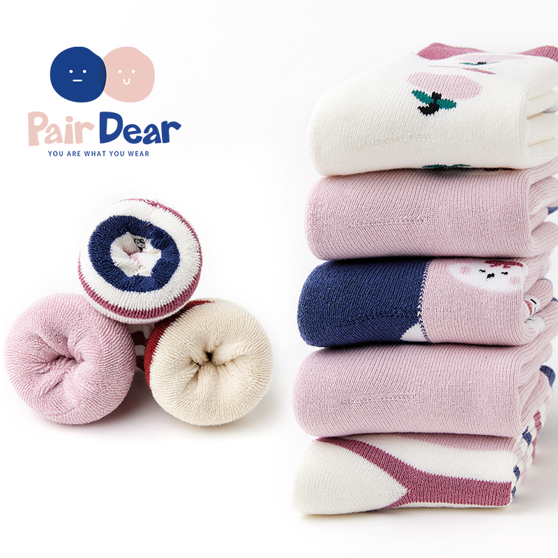 秋冬毛圈袜儿童袜子女童无骨款宝宝潮纯棉冬季加厚加绒加长筒