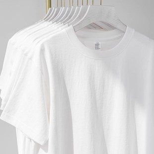男女基础款 宽松百搭打底衫 情侣tee t恤夏季 纯白色300g重磅纯棉短袖
