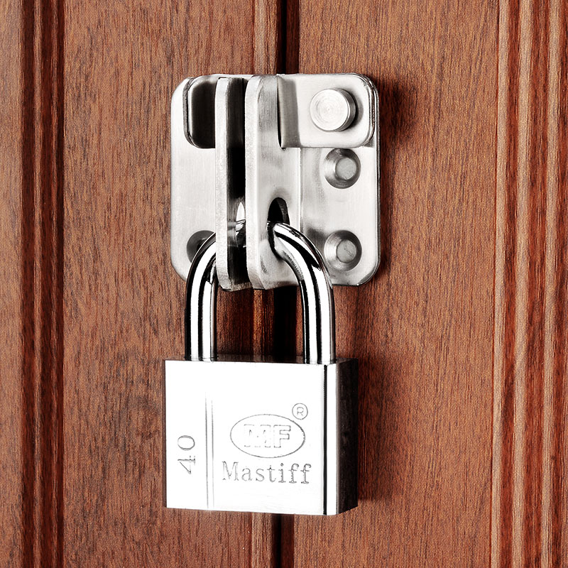 不锈钢门扣锁扣防盗门插销门栓搭扣老式木门明装插销90度直角门锁