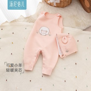 子可开按扣女宝宝可爱保暖外穿长裤 汤尼倍儿婴儿背带裤 秋冬夹棉裤