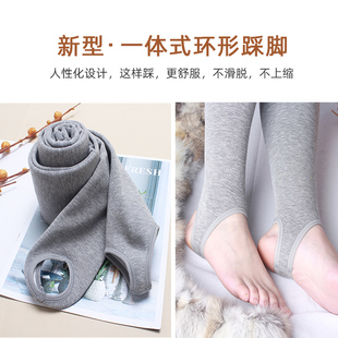 打底裤女秋冬外穿加绒加厚春秋款踩脚薄绒黑色高腰脚蹬保暖裤棉裤