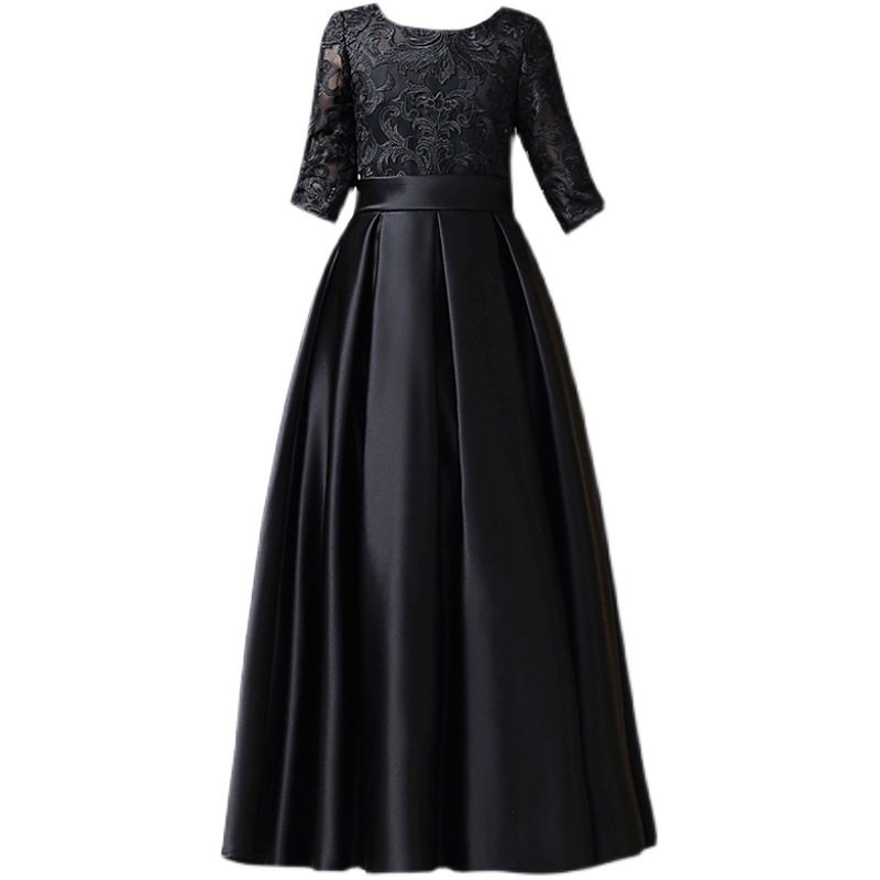 黑色女童礼服公主裙中大童走秀钢琴演出小提琴演奏服儿童乐团合唱