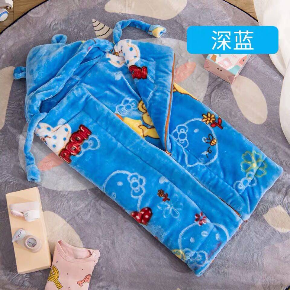 婴儿包被睡袋通用秋冬加厚宝宝拉链防踢被男女童卡通夹棉外出抱毯